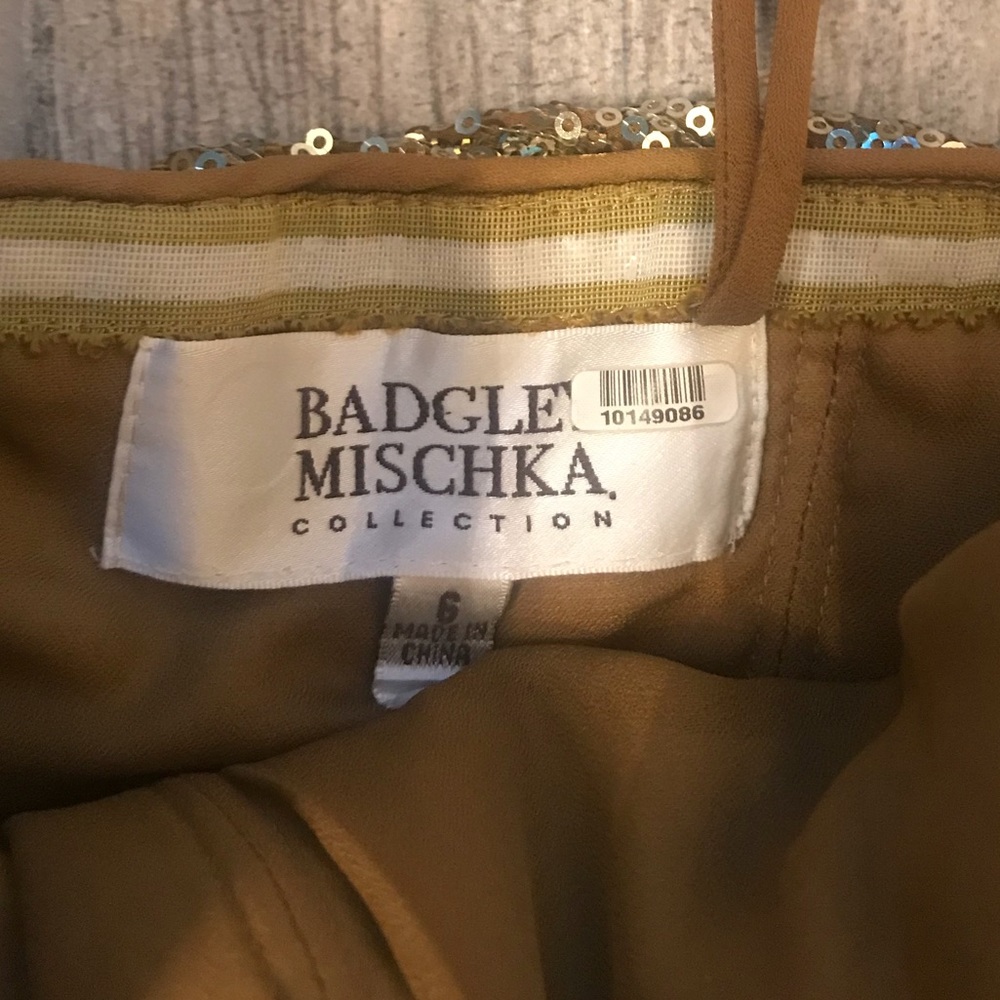 Badgley Mischka Gold Sequin Strapless Corset Dress - Picture 7 of 7